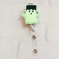 Frankenghost Glow in dark Badge Reel, Halloween Nurse Teacher Lanyard Badge Reel Clip, Ghost ID Badge Reel, Glowing Ghost Badge Reel Clip