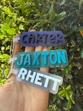 Modern blue name bag tag, aesthetic name tag, Custom Transparent Acrylic Bag Tag – Personalized Name Tag for Backpacks, Sports Bags & Travel