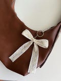 Handmade Lace Cream Ribbon Bow Bag Charm | Trendy Keychain & Purse Accessory