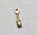 Gold Rectangle with White Heart Clip on Charm with Lobster Clasp, 18k gold plated, Stitchmarker, Zipper, Planner Charm