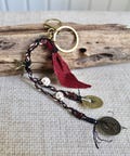 Pirate keychain/hair bead strand with skull beads, sparrow charm, Chinese Luck coin and Queen Elizabeth II charm: Your choice of attachment
