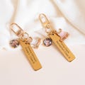 Custom Ballet Photo Bag Clip, Personalized Engraved Name Tag with Ballerina Dress Tutu Charm, Kids Bag Charm, Back to School Gift for Girls