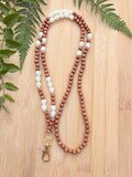 Gold Australian Sandalwood with Pikake Blossoms Lanyard ID Badge Holder