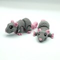 Cute Articulated Rat Toy | Rat Desk Pet | Fidget Rat Keyring Bag Charm | Flexible Rat Figurine with Straight or Curled Tail | Backpack Clip