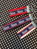 New England Patriots inspired Personalized  Key Fob wristlet  - 2 sizes available   FREE  personalization embroidery -  Football