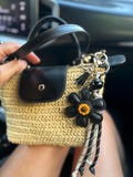 Handmade Faux Leather Bag Charm – Fun Trendy Keychain with Colorful Figures, Unique Fashion Accessory & Gift for Her or Yourself, Trend Gift