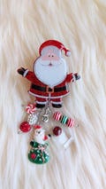 Santa Badge Reel/Christmas Badge Reel/Santa Clause Badge reel/Holiday Badge Reel with Beads/ Nurse Badge/ID Holder/Teacher Badge