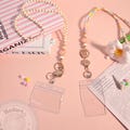 Colorful Handmade Card Holder Lanyard,Rainbow Wood Bead ID Holder,Personalized Gift, Custom Name Badge Reel,Cotton Cord,Back To School Gift