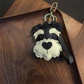 Luxury French Goatskin Schnauzer Bag Charm - Handmade Designer Keychain for Women | Artisan Pet Pendant Gift