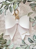 Personalized Faux Leather Bow Bag Charm: Gold Clasp Bag Accessory