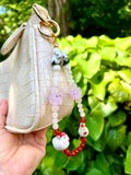 Cute Bag Charm | Kawaii Beaded Purse Accessory | Healing Crystal Tote Charm | Animal Ceramic Bead Bag Jewelry | Lucky Pig Chick Purse Chain