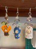 Halloween Calico Critter Keychains | Fall, Spooky, Silver Keychain, Bag Charm, Tassel