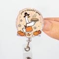 Just a Thankful Goose Badge Reel, Spooky Goose ID Holder, Goose Autumn Thanksgiving Badge Clip, Nurse Badge Reels Style, Thanksgiving Gift