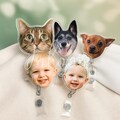 Custom Pet Photo Badge Reel – Personalized Nurse ID Holder, Funny Dog Cat Clip, Baby Picture Badge Buddy