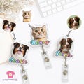 Custom Pet Badge Reel, Dog Photo Badge Reel, Cat Funny Badge Reel, Nurse Badge Reel with Picture, ID Badge Buddy, Badge Reel Holder