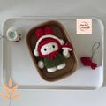 Sweet Crocheted Kawaii Bunny Bag Charm - Unique Soft Handmade Keyring - Perfect Gift for Bunny Lovers, Handmade Crochet Gift Keychain.
