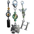 Lot of 3 Beaded Purse Charms TIGER Silver Key charm letter H Zipper Pull  Beads Glass Acrylic Charms Key Chain Journal Clip On Planner