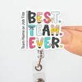 Best Team Ever Badge Reel, Custom Name Job Title ID Holder, Retractable Acrylic Nurse Badge Clip, Cute Office Lanyard Accessory Gift