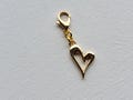 Gold Heart Clip on Charm with Lobster Clasp, Stitchmarker, Zipper, Planner Charm