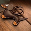 Handmade Leather Puppy Keychain -  Leather Dog Bag Charm for Purse, Gift for Dog Lovers