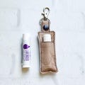 Caffe Floral Embossed Vegan Leather Lip balm Keychain,Lip Balm Case Holder, Lip Balm Purse Clip, Lip Balm Key Fob, Gifts Under 10, Lipbalm