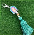 Rainbow Glitter Paper Bead Keychain: Be Kind Tassel, Upcycled Fashion