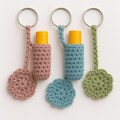 Crochet Lip Balm Holder Keychain with Flower Charm