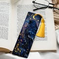 Mystical Raven Bookmark Night Sky Moon and Stars Crow Art Dark Academia Reading Gift for Book Lovers Witchy Aesthetic Book Accessory