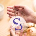 Personalized Initial Name Keychain, Round Acrylic Keychain, Acrylic Name Keyring, Family Keychain, Birthday Gift For Friend, Stocking Filler