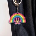 Custom Pet Photo Keychain: Rainbow Paw Print Acrylic Keyring
