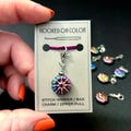 Iridescent Flower Zipper Pulls • Flower Yarn Stitch Markers • Flower Bag Charms • Oil Stained Flower Charms • Lobster Claw Flower Charms