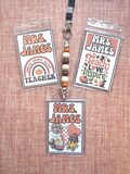 Fall Teacher Lanyard - Personalized with Beaded Clip - Includes 3 Coordinating ID Holders - Fall Teacher Lanyard - Teacher Lanyard Bundle