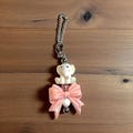 Travel Tumbler Purse Bag Backpack Charm Handle Accessory Stanley Cup Dangle Chain White Elephant with Pink Bow
