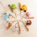 Custom Crochet Critter Keychain, Personalized Name Animal Keyring, Frog, Elephant, Giraffe, Bear, Personalized Gift for Her Beaded Keyring