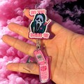 Cute Pink Ghostface Badge Reel with FREE SHIPPING| Halloween Badge Reel| Scream Badge Reel| Pink Halloween Badge Reel| Girly Halloween Badge
