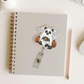 Halloween Raccoon Ghost Badge Reel,Cute Raccoon Nurse ID Holder, Retractable ID Clip with Pumpkins, Spooky Fall Work Accessory,Coworker Gift