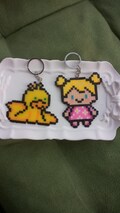 Chloe’s Closet Chloe & Lovely Carrot Keychain Set - Perler Beads Pixel Art Gift