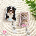 Custom Pet Portrait Badge Reel, Custom Dog Cat Face Badge Reel, Photo Badge Reel For Nurse, Retractable Badge Holder, ID Badge Buddy