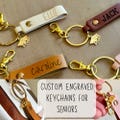 Back to School Gift for Seniors Class of 2026 or 2025, Custom Leather Name Keychain Bag Charm Clip, Senior Year Gift for Roommates Daughter