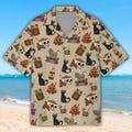 Black Cat Halloween Hawaiian Shirt Halloween Vintage Black Cat Shirt Fall Vibe Shirt Scary Pumpkin Halloween Party Matching Shirt For Family