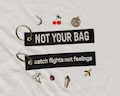 Embroidered Luggage Tag with Charm - flight attendant gift, CREW tag, travel bag accessory