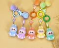 LABUBU Flocking Keychain | Silica Gel Cartoon Doll Pendant | Handmade Schoolbag, Car, or Backpack Accessory | Creative Small Gift Idea