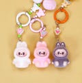 LABUBU Silica Gel Flocking Keychain | Cartoon Doll Pendant for Schoolbag,Car,or Backpack |Handmade Decorative Small Gift | Creative Ornament