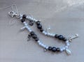 Phone Charm, Charcoal Gray and White Pearl