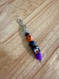 Halloween Multipurpose Zipper Pull, Backpack Clip and Purse Clip, Ceramic and Silicone Beads with Silver Hardware