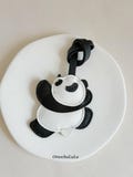 Panda Leather Bag Charm Cute Handmade Keychain French Goat Leather Purse and handbag Accessory Animal Lover Gift