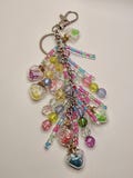 Rainbow Heart Beaded Keychain: Handmade Pastel Purse Charm