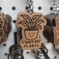 Solid Walnut I wet my Plants Keychain