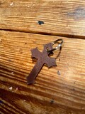 Leather Cross Keychain  - Removable Keyring - Amish Handmade - Made in USA - Car Key Fob
