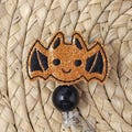 Orange Glitter Vinyl Bat Retractable Badge Holder, Halloween Badge Holder, Bat Badge Holder, Bat Badge Reel, Halloween Badge Reel, Halloween